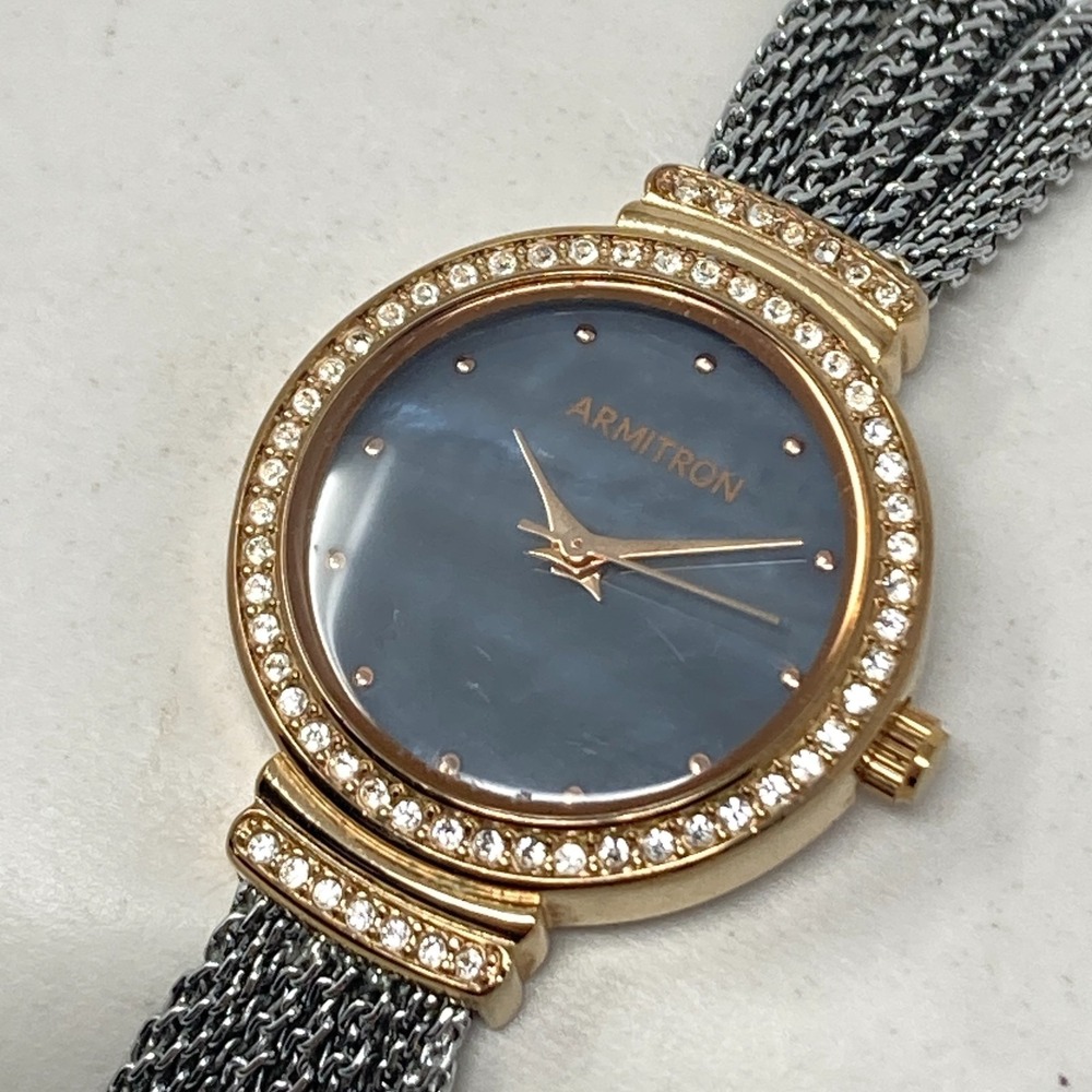 Armitron Women's Watch 26mm Rose Gold Crystals MOP Tone Multi Chain New Battery